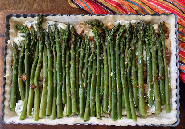 Asparagus tart before baking