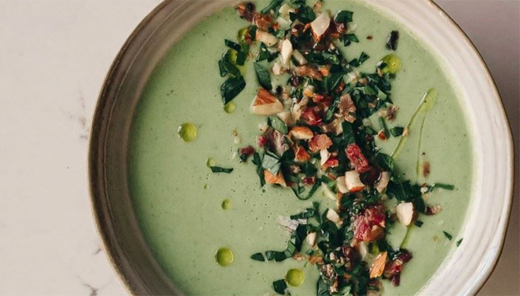 Cucumber Soup with Bacon Gremolata